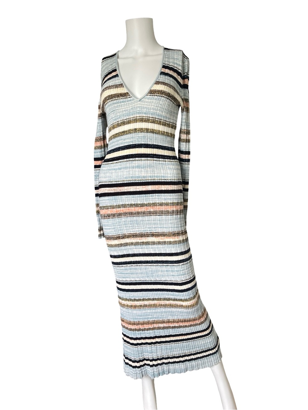 Free People Fall For You Sweater Dress Long Sleeve Maxi Stripe Womens Size Small